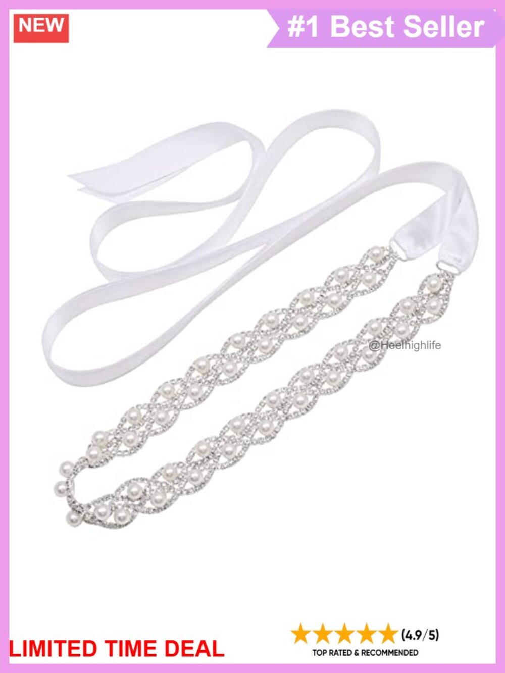 Rhinestone Pearl Bridal Belt Handmade Wedding Dress Accessory